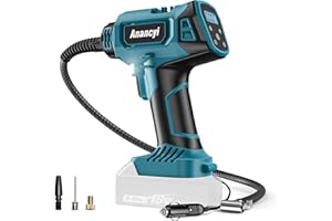 ANANCYI Cordless Air Compressor for Makita Battery 18V,Electric Car Tyre Inflator,12V Car Power Adapter,0-160 PSI, Handheld Mini Air Pump for Bicycle/Car/Ball,Automatic Stop with LED Lamp (Without Battery)