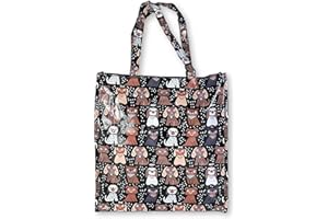 BOGACI Borsa con Cerniera Donna Ragazza Shopper In Plastica Busta Spesa Shoping Casual Universale Riutilizzabile Fantasia Gattini Cagnolini