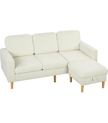 Box canapé 3 places, 3 coussins décoratifs beige, marron