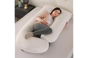 GKXLH Soft Pregnancy Pillow - Pregnancy Pillows for Sleeping Support for Back, Belly, Hips, Legs, J Shaped Full Body Maternity Pillow for Pregnant Women with Removable Cover (White)