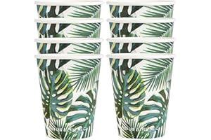 Talking Tables 8 sztuk tropikalnych papierowych kubków Fiesta palma meksykańska Luau hawajska kubańska Hawana 250 ml, wielokolorowy, 7,5 x 7,5 x 16,5 cm