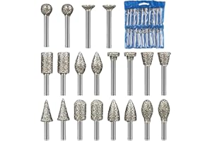 SRLWMYI Frese Diamantate per Dremel Accessori- 20 Pezzi Frese 1/8"Da 3mm Ideali per Intaglio, Rettifica E Lucidatura-Compatibili Con Utensili Rotativi-Gambo Pietra Intaglio Fai Da Te