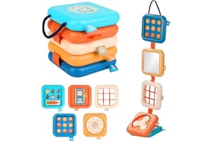 ZCOINS Foldable 5-Panel Activity Busy Cube for Toddlers 18M+, Home & Travel Montessori Sensory Busy Board with Fine Motor Activities, Independent Play Baby Toy Airplane Essentials & Learning Gift