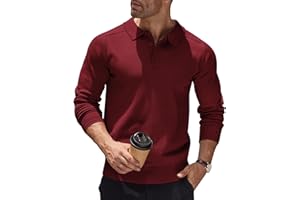 COOFANDY Pull Homme à Col Polo Manches Longues Pull Tricoté en Maille Classique Pullover Homme Hiver Decontracté Business Pull Couleur Unie Slim Fit
