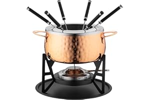 MÄSER 931931 6 Persone, Ideale Carne, Set da 11 Pezzi Rame, con forchette bruciatore per fonduta, in Bella Confezione Regalo, Acciaio Inossidabile