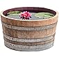 Temesso Holzfass, gebrauchtes Weinfass halbiert aus Eichen-Holz Fass als Pflanzkübel oder Miniteich (D70 H40 cm 100…