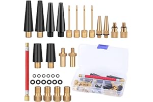 DARYUNK 33Pcs Bike Pump Adapter Set, Bicycle Metal Valve Adapter Kit with Extension Pipe, for Balls/Bikes, DV SV AV Bicycle Air Pump Inflation Needle Nozzle Kit