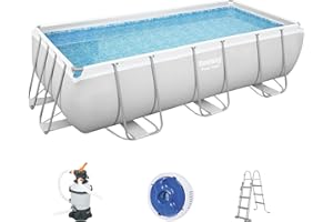 Bestway Power Steel frame pool set with sand filter system, 404 x 201 x 100 cm, light grey, square
