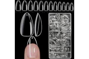 XIAOHEBAN 504 Pz Tip In Gel Per Unghie Mandorla Medium - 12 Taglie Unghie Finte Trasparenti Tip Unghie Ricostruzione, Soft Gel Nail Tips, Soft Gel Tips Unghie Copertura Completa Per Nail Art