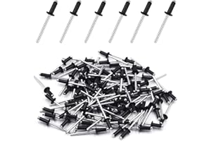 BANTI Blindnieten Alu Nieten Popnieten Set 4 mm x 10 mm Blindnieten Sortiment Großkopf Schwarz Pop Nieten 100 Stück Niete Anthrazit Dome Niet für Rivet Tool Blindnietzangen (4mm x 10mm)