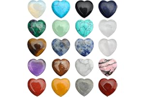 HENGBIRD 20 sztuk kamieni w kształcie serca, kryształ różowy kwarc, kamienie szlachetne, serce, miłość, kryształy, kamienie lecznicze, zestaw polerowanych woreczków, palma, kciuk, kamienie szlachetne, czakra,