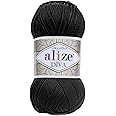 Alize Diva Silk Effect 100% Microfiber Acrylic Yarn 1 Ball skeins 100gr 383yds Color (60 - Black)