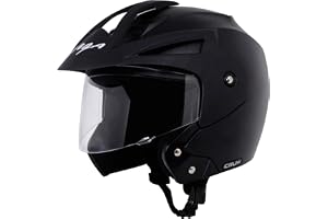Vega Crux ISI Certified Flip-Up Helmet for Men and Women with Clear Visor(Black, Size:M)