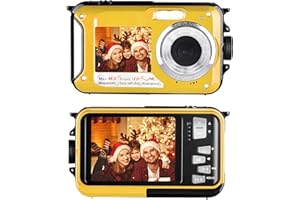Yixinxin Unterwasserkamera 48MP Bild 10FT 2.7K Video wasserdichte Kamera Unterwasser Digitalkamera zum Schnorcheln, Urlaub (Gelb)