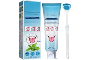 AURAANGE Fresh Mint Tongue Cleaner Gel Kit - Tongue Scraper & Brush for Maintaining Fresh Breath, Reducing Bad Breath - Oral Hygiene Tool