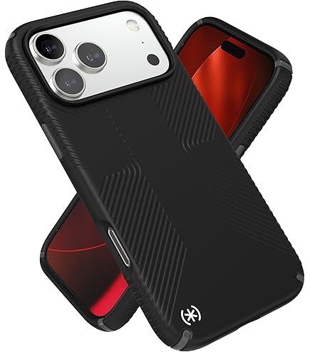 Speck Presidio2 Grip - Custodia Protettiva Per IPhone 11 Pro Max Con Impugnatura Antiscivolo E Tecnologia Airbag (Grigio Grafite/Rosso Sangue)