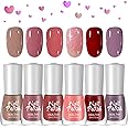 DMQ Nail Polish Set, 6Pcs Quick Dry & Long Lasting Nude Pink Red Nail Varnish - Non-Toxic Water Based Holographic Nail Polish Gel - No Need UV Nail Paint for DIY Nail Art Manicure at Home 8ML