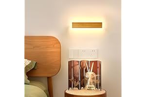 AOEH Lampada Da Parete Interno LED Applique Da Parete In Legno Lampade Da Muro Lunga In Bambù Luci Da Parete Legno 7w 3000k Moderno Lampada A Muro Per Camera Da Letto,Soggiorno,Corridoio,Scale,20cm