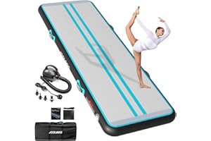 JOOLOOG Premium Inflatable Gymnastics Mat, Air Mat 2m 3m 4m 5m 6m Tumble Track for Home Training, 10cm/20cm Thick Tumbling Mat with Pump for Kids Indoor Gymnastics, Outdoor Practice Tumbling & Yoga