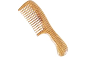 Onedor Peignes à cheveux en bois de santal vert 100% naturel - Antistatique - Parfum bois de santal naturel - Peigne démêlant pour cheveux (dents larges)
