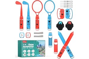 Aceshop 14 en 1 Switch Sports Paquete para Switch/Interruptor de Nintendo OLED Switch Sports Accesorios Tenis Golf Espada Bola de bolos Correa para la muñeca Encuadernación Paquete de deportes Switch