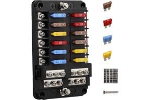 Feriany 12V 12-VäGs SäKringsblock SäKringspanel med Jord & 12 Volt SäKringsdosa för Bil, Fordon BåT RV RZR