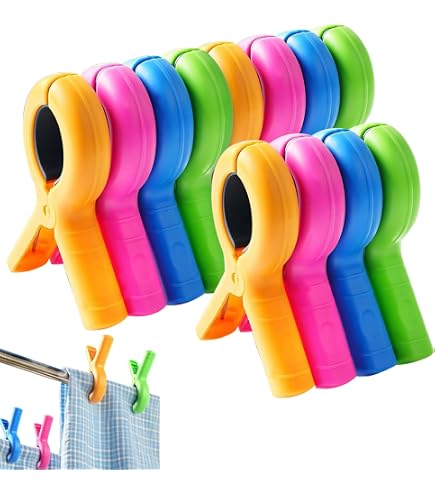 QOPAHI 6 mollette per asciugamani per sedie a sdraio, grandi, con presa forte, antiscivolo, per sedie a sdraio, lavanderia, sedie a sdraio, lettini, con organizer con coulisse (verde