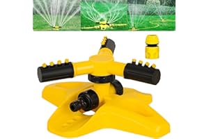 BEZHGOC Garden Sprinkler, 360° Rotating Automatic Lawn Sprinkler with 3 Adjustable Arms Water Sprinkler Attachment for Garden Hose Sprinkler Watering Systems for Lawn Irrigation Plant Watering