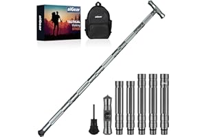 aiGear Tactique Stick/Bâtons de Randonnée | Sac + Outils pour l'extérieur Accessoires | Usiné CNC Aluminium Trekking Poles | pour Randonnée Camping Alpinisme