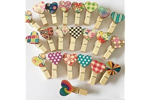 UOOOM UOOM: mini mollette di legno a forma di cuore, mollette di carta per foto; idea regalo per matrimoni, decorazioni fai da te, 40 pezzi.