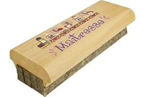 GRAVURE EVENTS Brosse en Bois pour Tableau Merci Maîtresse - efface le Feutre et la Craie sur les Tableaux Noirs comme sur les Tableaux Blancs – tampon effaceur Cadeau Maîtresse d'école primaire et maternelle