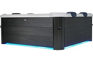 AQUALINE MSpa Oslo Carbon Grey 4-6 Person Portable Modular Hot Tub, WiFi Controlled 13A Plug & Play 2025 Model,Exterior LED Colour Lighting, Heats to 40°C, 120 Massage Air Jets, All Year Use-DIY Setup