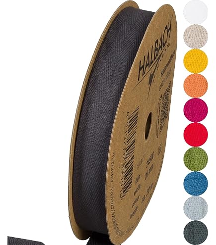 Ruban Coton Halbach 20mm X 20m - Bleu Jean Délavé - Pour Couture, Déco Et Bricolage - 100% Coton Naturel