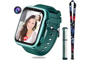 OKYUK 4G Smartwatch für Kinder, GPS-Tracker, mehrere Desktop-Stile zur Auswahl, Zwei-Wege-Anrufe, Bildkompetenz, SOS, WLAN, wasserdichter Touchscreen für 4–12 Jungen und Mädchen (Blau) (T45 Grün)