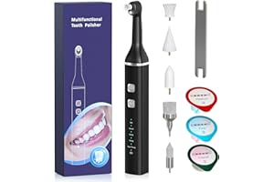 MOECKEARLA Tooth Polisher, Electric Teeth Polishing Kit for Family,Whitening Dental Polisher with 5 Polish Heads & 5 Working Modes, Teeth Cleaning Plaque Removal Pen Rechargeable, Waterproof Tooth Stain Remover
