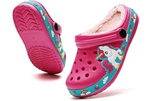 FRTUBOP Kinder Winter Lined Clogs Mädchen Jungen Warme Gefüttert Hausschuhe rutschfeste Pantoffeln Gartenschuhe Licht Slipper Indoor Outdoor