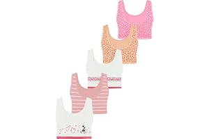 LOREZA ® 5 Reggiseno per Bambina da Allenamento Sportivi in Cotone Reggiseni - 10-15 Anni