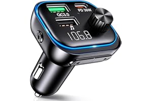 ISEYOU Bluetooth Car Adapter, 54W Max Car Bluetooth Transmitter With PD36W&Dual USB Fast Charging, Wireless Radio Receiver, Hands-Free Calling, 7 Lighting Modes, Music PlayerSupports USB Disk