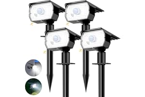 nipify Lampe Solaire Exterieur Detecteur de Mouvement Lot de 4 - Spot Solaire Extérieur Puissant 56 LED/3 Modes avec Étanche, Réglable LED Lumiere Solaire Exterieur pour Jardin Chemins(Blanc Froid)