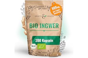 ‎CDF SPORTS & HEALTH SOLUTIONS Ingwer Kapseln – BIO – 300 Kapseln – 600mg pro Kapsel – Vegan – Frei von Zusatzstoffen – Ingwer Kapseln Hochdosiert