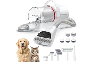 Homerunpet Toelettatura e Aspirazione a Vuoto per Animali Domestici, 12000 Pa Ultra Silenziosa Tosatrice per Cani e Gatto Professionale, Aspira Peli per Cani con 6 Strumenti, 1,85L