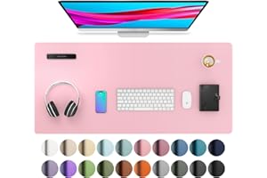 Aothia podkładka na biurko, skórzana mata pod mysz, antypoślizgowa ochrona biurka, wodoodporna, na biurko do biura i domu (91 x 43 cm, różowa)