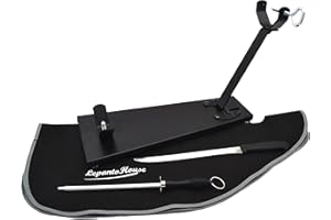 FERRETERIA LEPANTO Porta prosciutto Pieghevole, più Set da Taglio Formato da Coltello prosciutto + Acciaio per affilare + Coperchio prosciutto