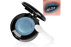 LOPHE Sombra de Ojos Monocromática, 1,5g Sombra de Ojos Profesional en Polvo, Larga Duración, Sombra de Ojos con Brillo, Alta Pigmentación, Doble Capa, Incluye Espejo y Aplicador (Azul Claro)