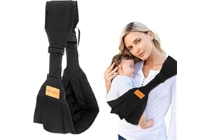 LUZIYUN Porte Bebe Echarpe De Portage Bebe, BandoulièRe RéGlable, Portable Echarpe de Portage Bebe, Porte-BéBé LatéRal, Ceinture Porte Bebe, Porte-BéBé Nouveau-Né Nourrissons Jusqu'à 20 Kg (Noir)