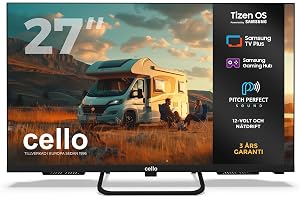 Cello CTRAV-27TZ Smart Traveller-TV 12V 27" med Tizen OS från Samsung, satellitmottagning, Gaming Hub, Pitch Perfect-högtalar
