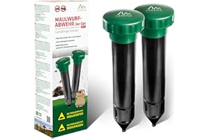 GARDIGO® Répulsif Taupes Basic – Lot de 2 | Ultrasons 400–1000 Hz | Protection Jusqu’à 700 m² | Anti-Taupe pour Jardin & Gazon | Fonctionne à Piles | Éloigne Taupes & Campagnols