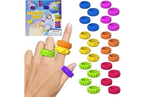 INTEDESIGN Fidget Sensory Rings for Kids & Adults, 24 PCS Textured Spinner Rings for Anxiety & ADHD Relief, Calming Quiet Toys for Classroom, Office Focus and Stress Relief