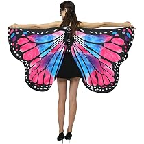 EMAGAREN Damen Schmetterlingsflügel Umhang – Farbenfrohes Kostüm Für Party, Cosplay & Tanz