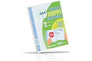 Blasetti - Ricambi DOPPI ideali per schemi, ricerche, disegni. Fogli formato A4 doppio, carta da 100gr, con fori d'archiviazione - Quadretti 4M